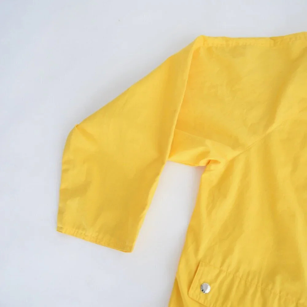 Vintage 90s Izod  Outerwear Yellow Three Quarter Zip Windbreaker Pullover M - Picture 8 of 13